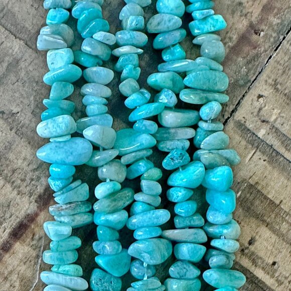 5-8mm Blue Amazonite Chip Bead Strand - Picture 2 of 2